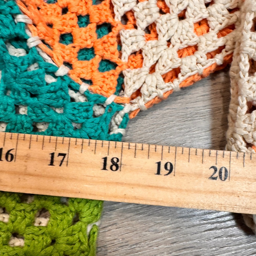 BiBi Crochet Patchwork Granny Square Sweater V-Neck Multi-Color Boho Small S - Picture 5 of 6